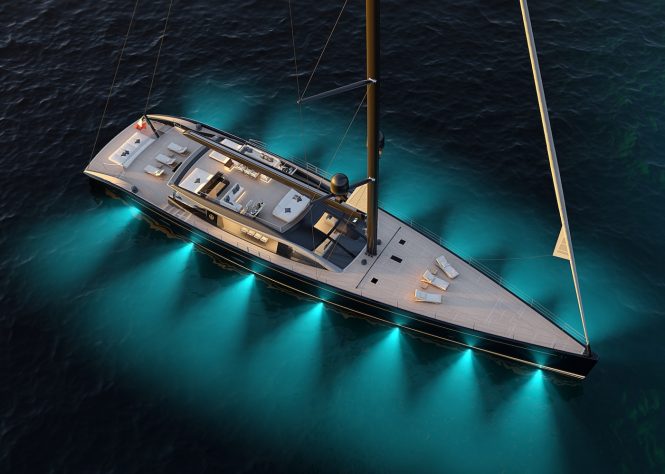 47m sailing yacht E-volution under construction at Perini Navi