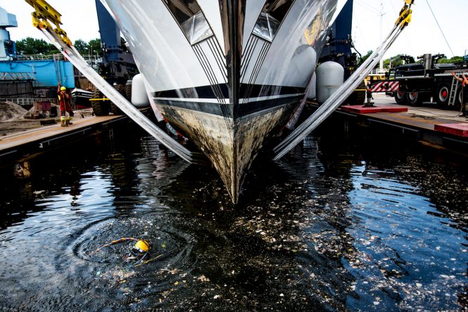 BROADWATER being lifted out of the water