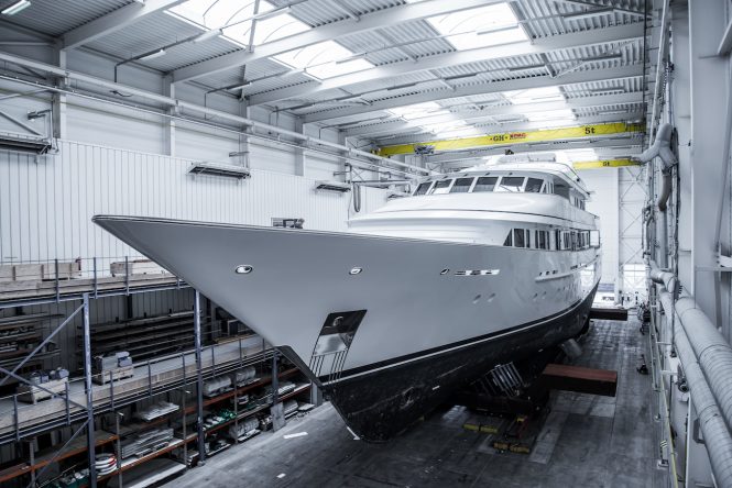 Inside the shed ready for refit