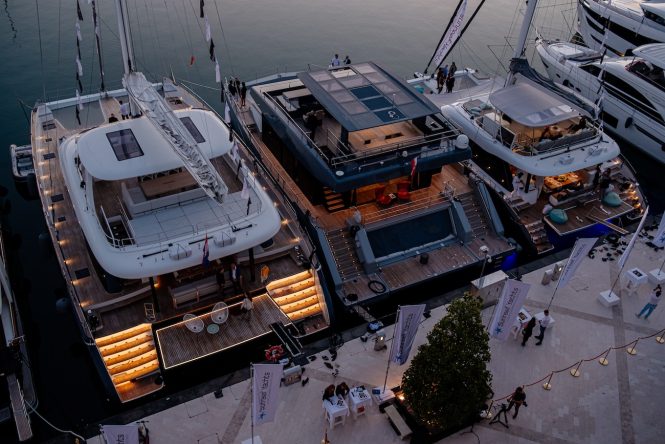 Catamarans at porto Montenegro Marina