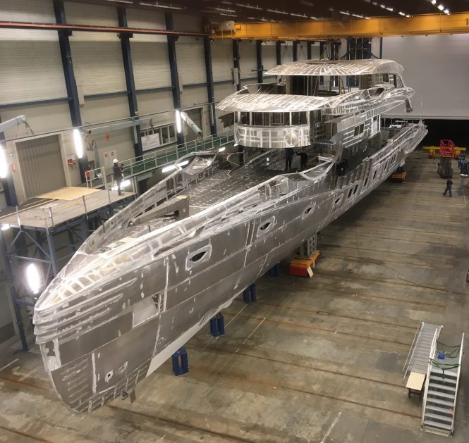 Royal Huisman motor yacht PROJECT PHI under construction