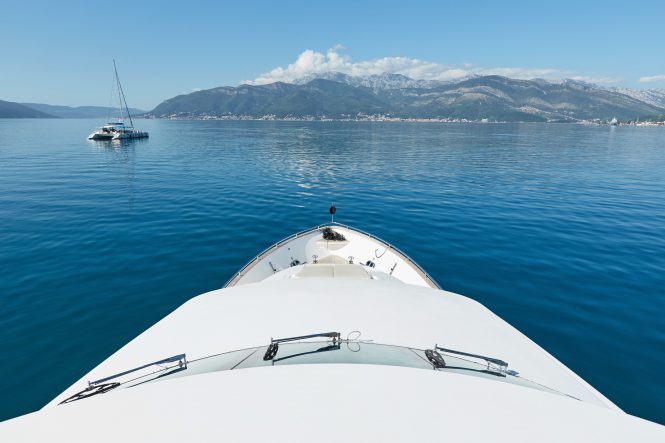 View from the yacht at the beautiful Mediterranean coastline