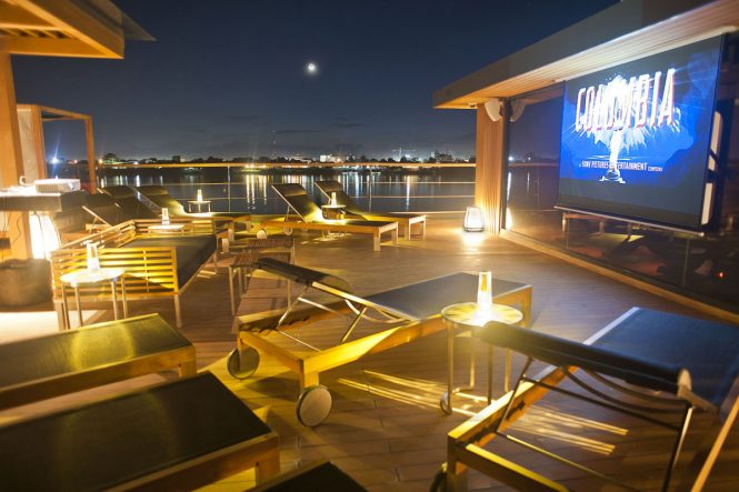 Open-air cinema on board