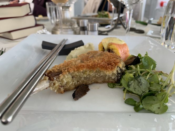 Relentless yacht serving delicious meal at the Bahamas charter yacht show