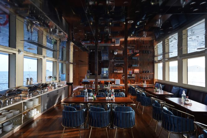 Spacious modern dining saloon and bar