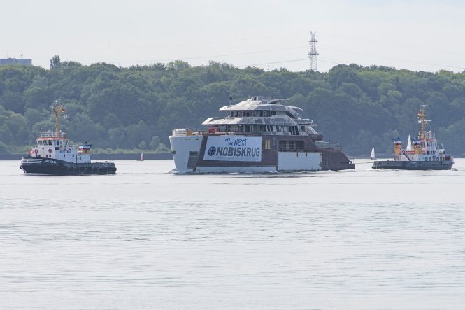 Superyacht Project 794 yacht by Nobiskrug- Hull transfer ©Klaus Jordan for Imperial