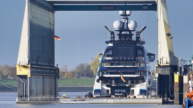 142m Mega yacht NORD by Lurssen at the yacht © DrDuu