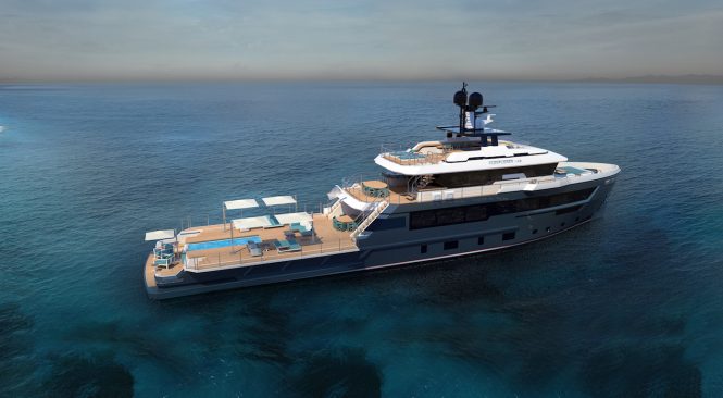 Flexplorer 142 yacht MAVERICK rendering