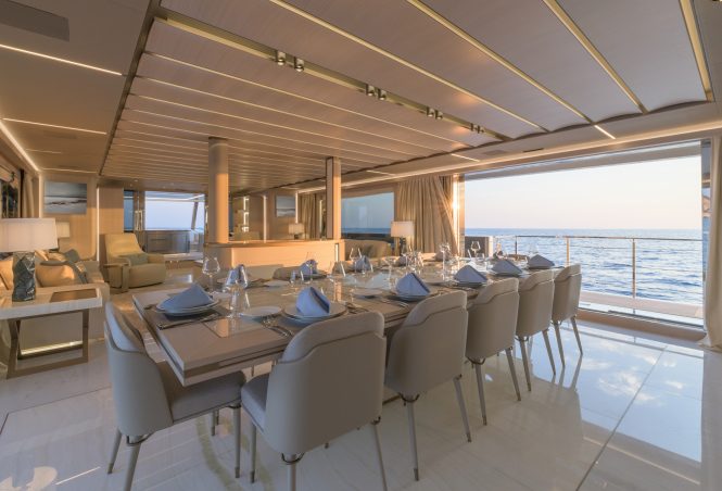 Rossinavi-Vector 50 motor yacht EIV - dining saloon Photo credit by Michele Chiroli