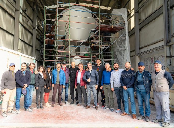 Mr Parker visiting the yard during the build