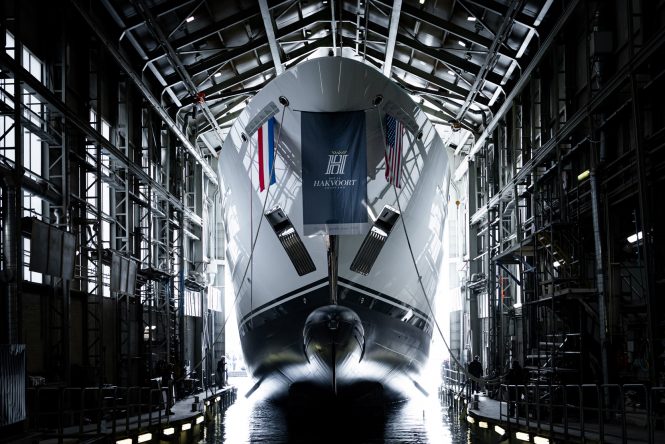 61m superyacht Project YN251 in the shed -Photo © Tom van Oossanen