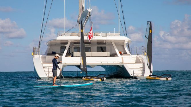 CHE catamaran with toys