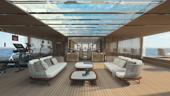 Beach club and gym area