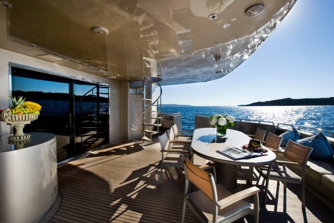 Aft deck dining area al fresco