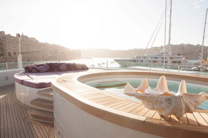 On deck luxury charter yacht ST DAVID available in the Balearics