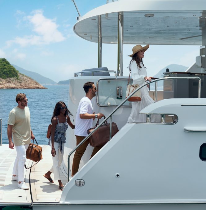 arriving aboard motor yacht CLB 88