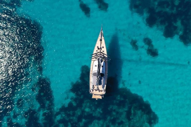 Aerial view of the yacht