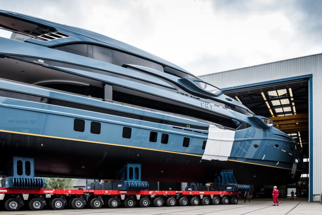 Royal Huisman project 403 PHI getting read for launch - photo Tom van Oossanen