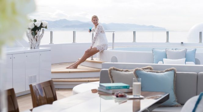Luxury superyacht lifestyle with Jacuzzi
