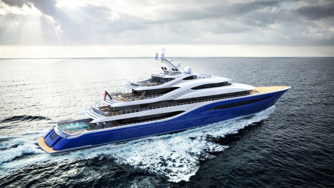 Turquoise Yachts superyacht Project Vento aerial rendering