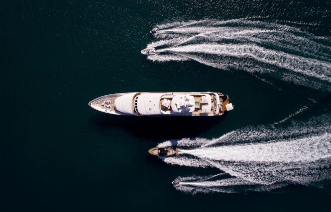 BROADWATER yacht with tenders and toys