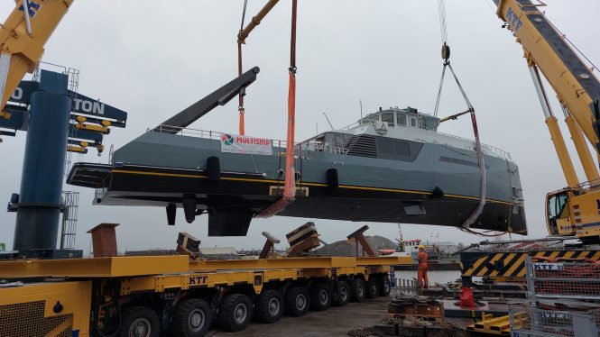 Getting ready to hit water - explorer yacht NO DESTINATION © Multiship Holland BV