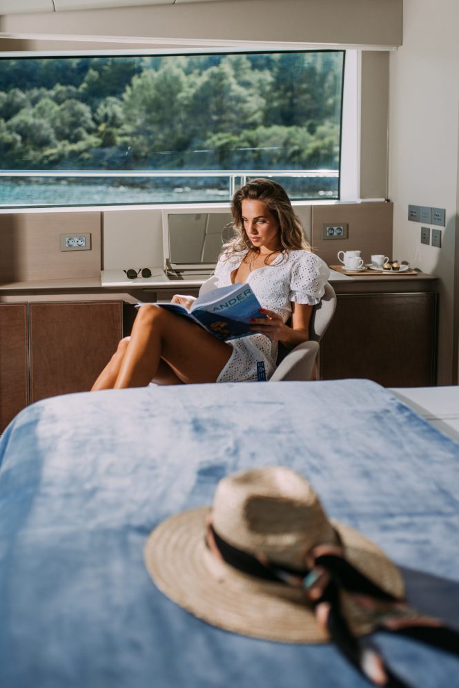 Relaxing in the deluxe cabin