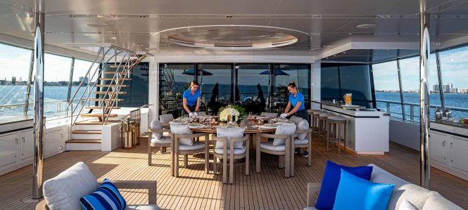 alfresco dining area on aft deck