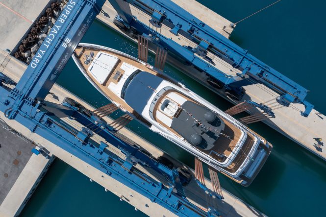 Custom Line Navetta 33 Renewal 3 Launch at Superyacht Yard in Ancona
