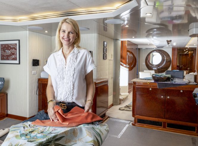 Keeley Green working on the design aboard Princess Iluka