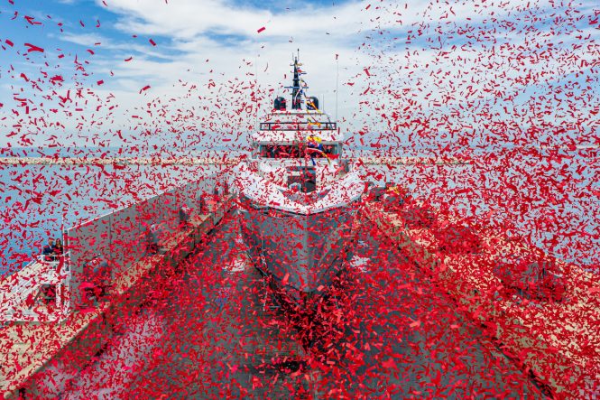 Luxury yacht ARIA SF launched by ISA Yachts of Palumbo Group