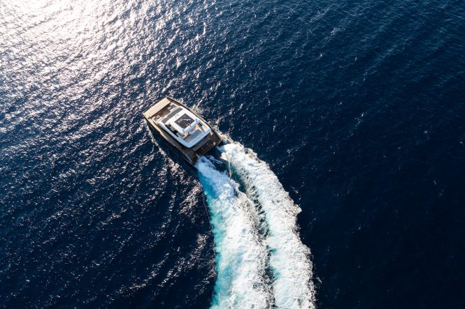 aerial view of catamaran yacht MANTA