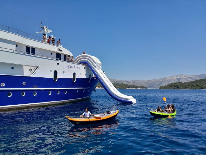 Water toys and a water slide