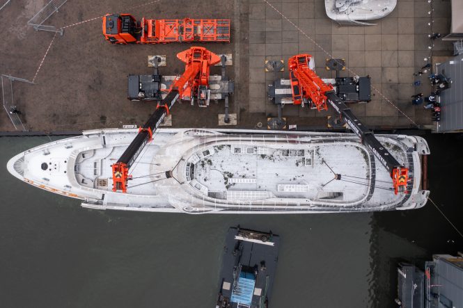 aerial view of the yacht