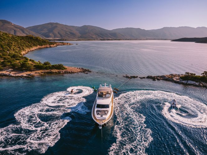 Oxygen 8 yacht with toys in the Mediterranean