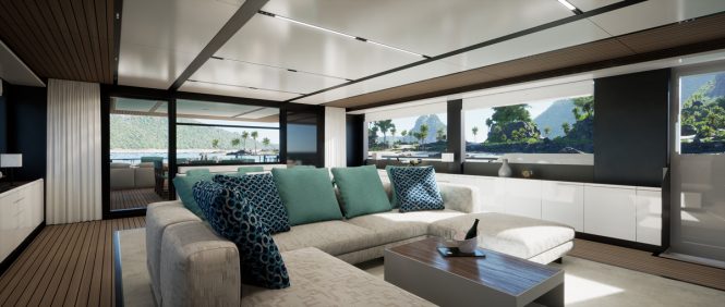 Motor yacht APHA SQUALO TRENTA main salon