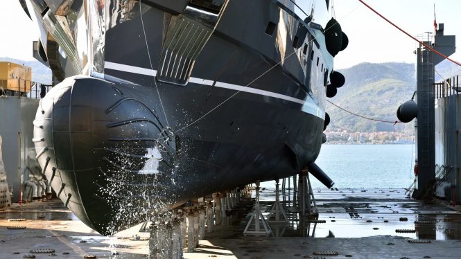 Luxury yacht ALMA at her earlier launch