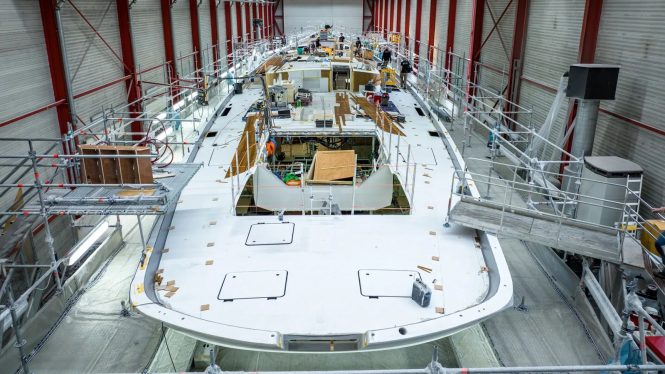 Sailing yacht MAXIMUS in construction - image Guy Fleury