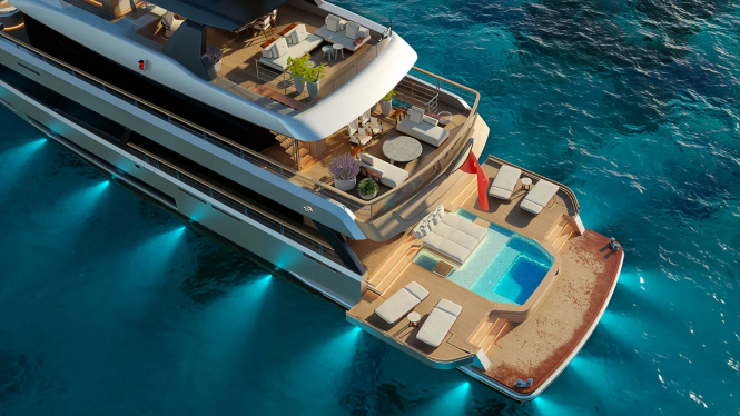 Aft deck beach club and pool