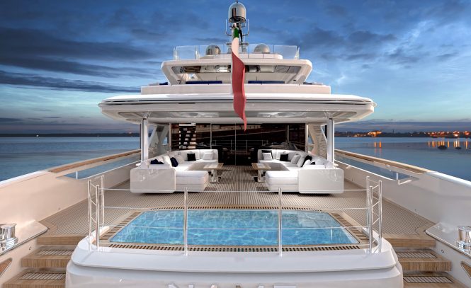 Motor yacht DOPAMINE - stern beach area and pool