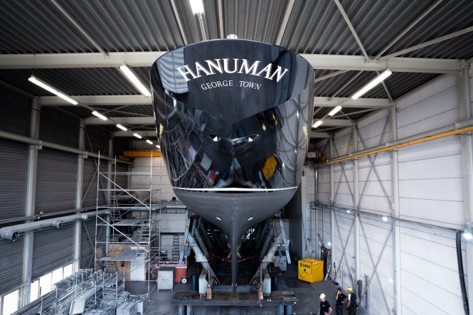Superyacht HANUMAN in the shipyard for her refit
