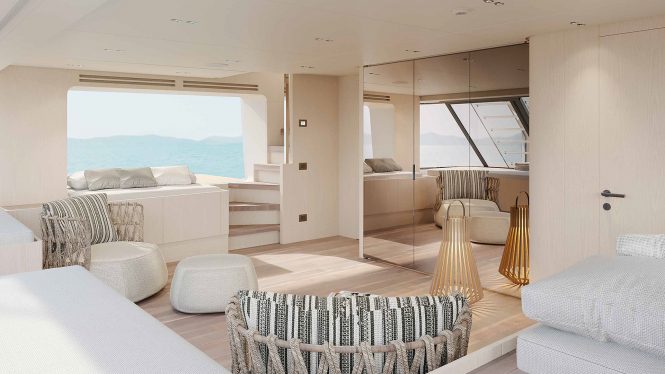 interior of the yacht