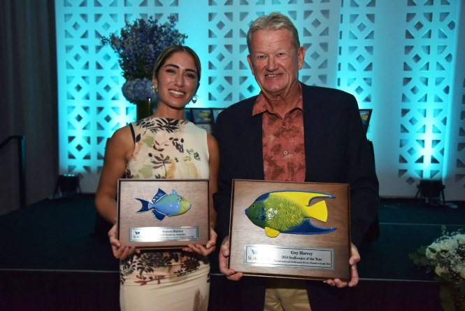Award winners Guy Harvey and Shireen Rahimi