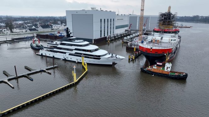 Luxury yacht SAINT NICOLAS leaves the shed