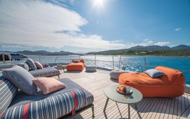 Premium lounge settings on deck