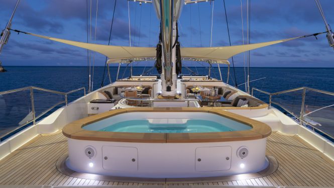 Spacious deck area with a Jacuzzi