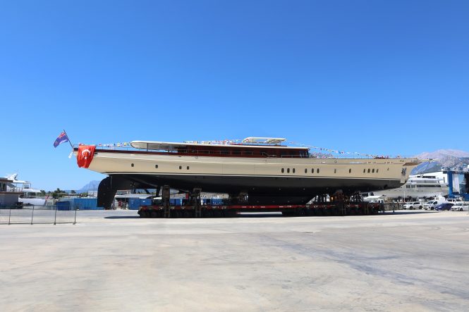 Superyacht SIMENA emerges from the shed
