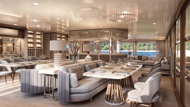 Interior salon and dining room