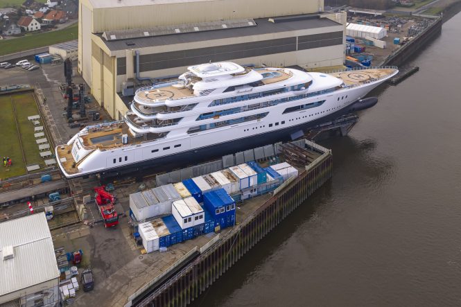 117m Superyacht BOARDWALK launches from Lürssen’s shipyard