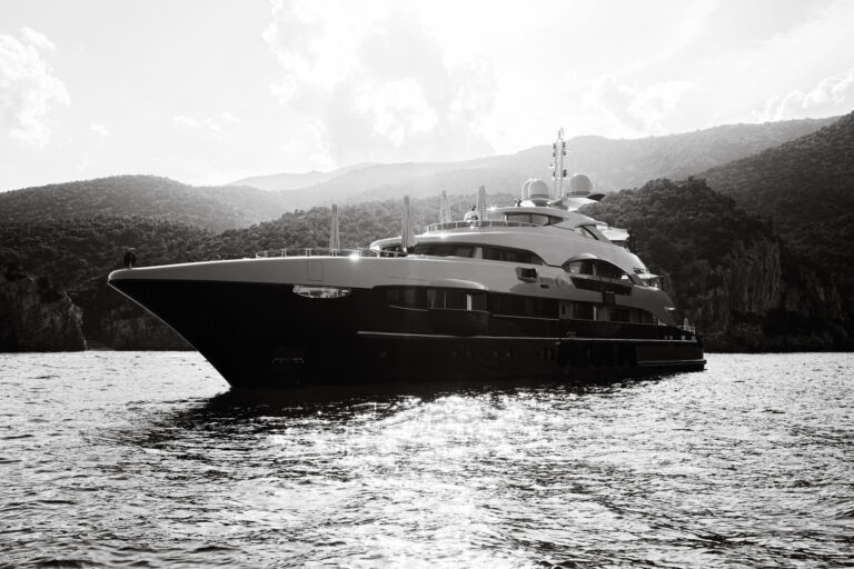 Super Yacht - Starboard Shot In Black And White